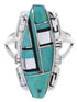Southwestern Turquoise Jet Sterling Silver Ring Size 6-3/4 BW66547